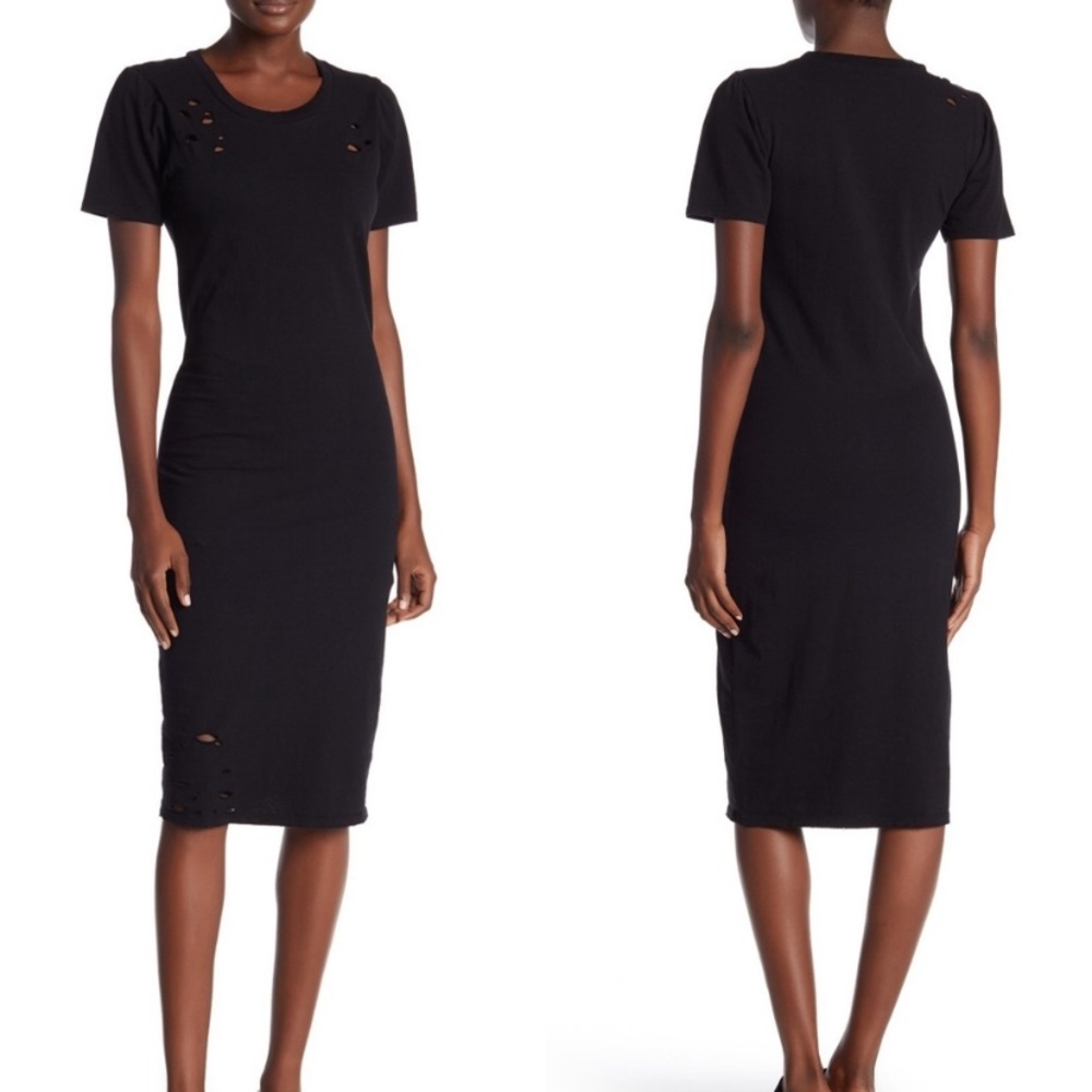 Abound Distressed Midi Dress Black Size S